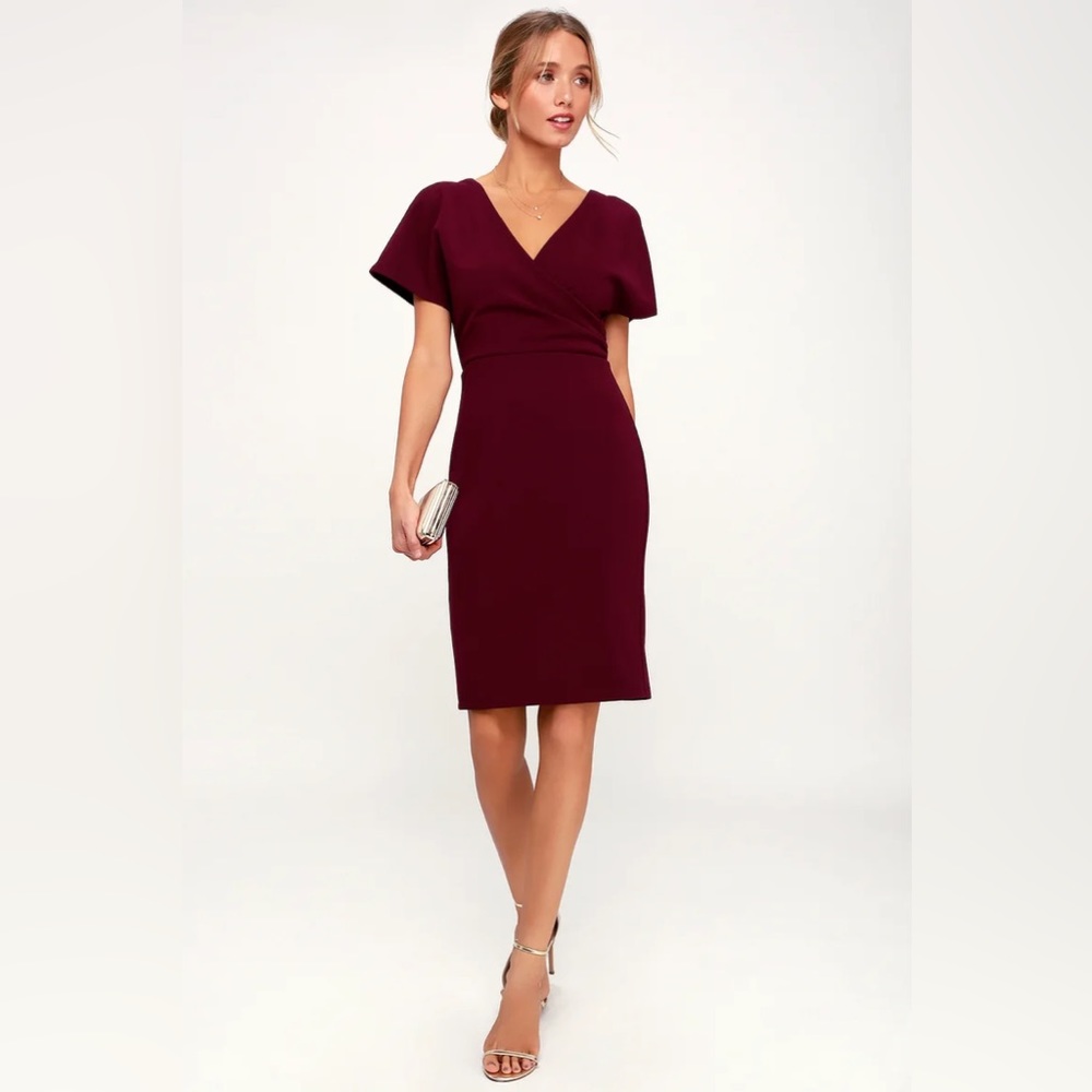 Size Small Raquel Burgundy Surplice Dress